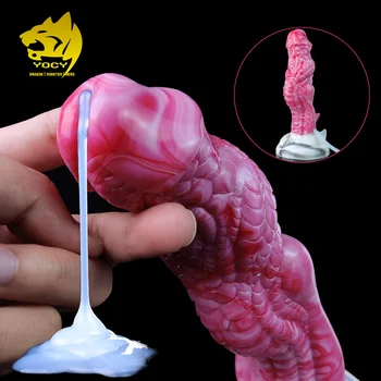 YOCY 8-дюймовый фантазийный сквиртирующий дракон фаллоимитатор реалистичный эякуляция точка G анальная текстура узел мастурбатор секс-игрушка для женщин