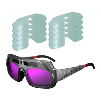  Автоматические затемняющие сварочные очки с защитой от царапин Очки сварщика с большим обзором для плазменной резки с 10 линзами