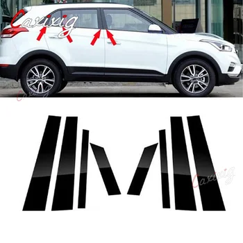 Автомобильные стойки для Hyundai Creta ix25 2014 2015 2016 2017 2018 2019 Глянцевые черные наклейки на крышку дверного окна Аксессуары