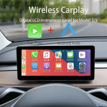  Автомобильный ЖК-прибор на приборной панели Цифровой кластер для Tesla Model 3 Model Y ЖК-измеритель скорости Приборная панель Поддержка CarPlay Android Auto