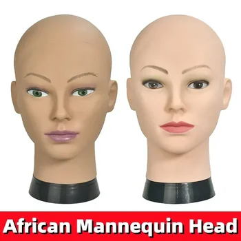 Африканский манекен Голова Без Волос Для Изготовления Парика Шляпа Дисплей Косметология Манекен Голова Женская Кукла Лысая Тренировочная Голова И Подставка