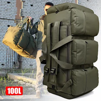  Большие сумки для кемпинга 100 л супер емкости для путешествий Рюкзак для хранения багажа Военные походные сумки Армейская зеленая сумка через плечо