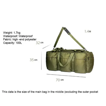  Большие сумки для кемпинга 100 л супер емкости для путешествий Рюкзак для хранения багажа Военные походные сумки Армейская зеленая сумка через плечо  Большие сумки для кемпинга 100 л супер емкости для путешествий Рюкзак для хранения багажа Военные походные сумки Армейская зеленая сумка через плечо 5