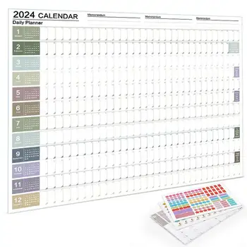 Большой настенный календарь на 2024 год 12-месячный годовой планировщик стен горизонтальный из плотной бумаги Ежемесячный тематический календарь на 2024 год на Новый год