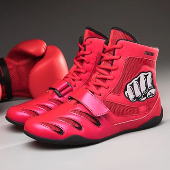  Большой размер 36-46 Мужская тренировочная обувь для борьбы Дышащие нескользящие боксерские кроссовки Женщины Дышащая профессиональная борцовская обувь