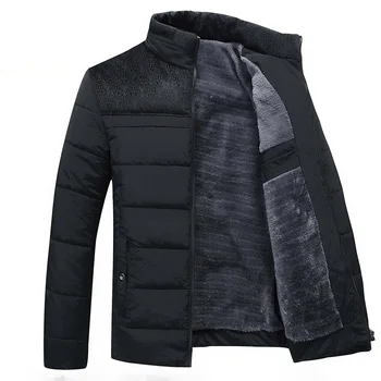 Ветрозащитная мужская бизнес-куртка-паркас Толстое теплое флисовое пальто с воротником-стойкой и плюшевым утеплителем