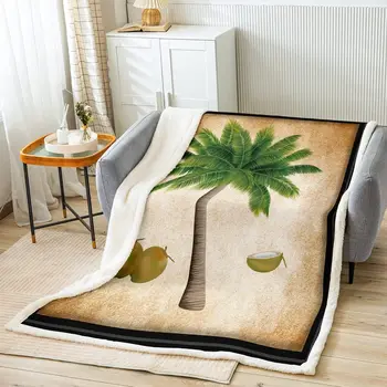 Винтажные пальмы бросают одеяло лето в гавайском стиле пляжные одеяла для детей, подростков, женщин, мужчин, декора комнаты, тропических растений