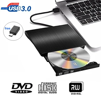 Внешний CD/DVD-привод USB 3.0 CD DVD +/-RW Пишущий DVD/CD-плеер или ROM-ридер Рерайтер Запись Дисковод для настольных компьютеров/ноутбуков/iMAC