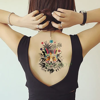 Водонепроницаемая временная татуировка наклейка волк цветок роза поддельная татуировка флэш тату тату татуаж временный большой размер для женщин мужчин и девушек