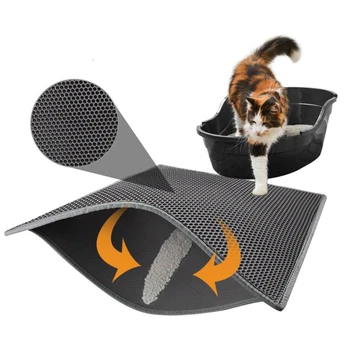 Водонепроницаемый двухслойный коврик для кошачьего туалета EVA Нескользящий песочный коврик для кошки Моющийся коврик для кровати Чистая коврик для кошачьего туалета