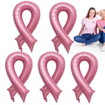  Воздушные шары для вечеринок с раком молочной железы Лента для осведомленности о раке молочной железы 5 шт. Воздушные шары в пользу вечеринки Розовые аксессуары для рака молочной железы