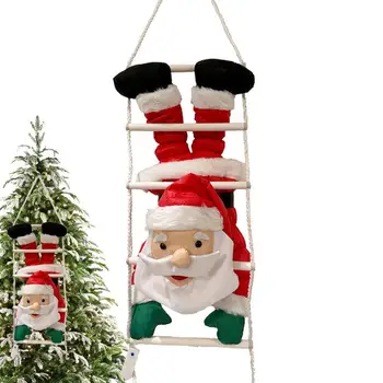 Восхождение Санта-Клауса на веревке 23,6-дюймовые плюшевые куклы светодиодные огни Санта-Клаус Украшения Елка Орнамент Рождественский подарок для вечеринки дома