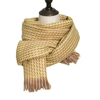 Всесезонный шарф Элегантная зимняя шаль Универсальная теплая ткань из полиэстера с кисточкой Дизайн Морозостойкий удобный шарф для