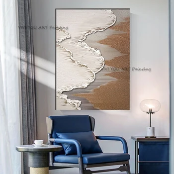 Высококачественная морская картина маслом ручной работы на холсте пейзаж картина креативная пляжная стена искусство цветная картина для гостиной