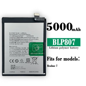  Высококачественный сменный аккумулятор для телефона OPPO REALME 7 BLP807 Новая аккумуляторная плата Встроенная батарея большой емкости