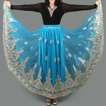  вышивка китайская традиционная танцевальная юбка для женщин национальные испанские юбки фламенко винтаж тибетская танцевальная одежда народный наряд