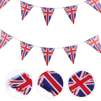 Главная Декор Британский флаг Нить Великобритания Висячий баннер Соединенное Королевство Вечеринка Овсянка Фестиваль Баннеры Национальная страна Вымпел Флаги