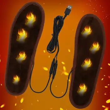  Горячая распродажа 1 пара Мягкая Прочная Холодостойкая USB-зарядка Электрическая стелька с подогревом Грелка для ног Моющаяся стелька