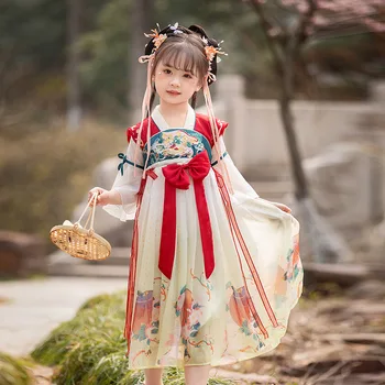 Девушки Древние Исполняют Костюм Фея Вышивка Платье Китайский Стиль Принцесса Ханьфу Одежда Тан Костюм