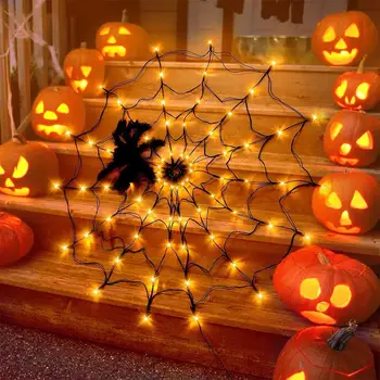 Декоративная лампа на Хэллоуин с функцией памяти 3000 лм Высокая яркость 8 режимов освещения Светильники паутины с батарейным питанием