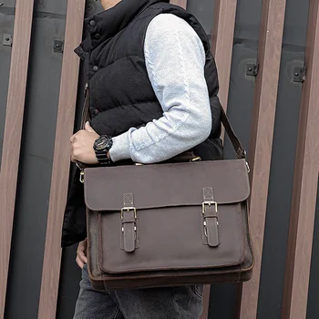 Деловой кожаный портфель Новая многофункциональная мужская сумка Crazy Horse Leather