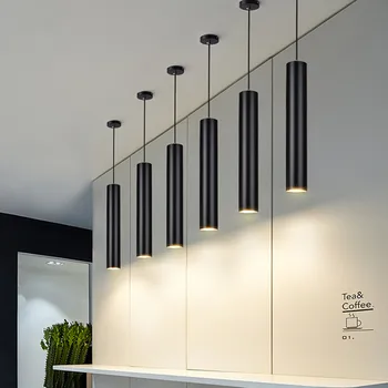  диммируемый современный подвесной светодиодный светильник длинная трубка кухонный остров столовая светильники светильники цилиндрическая труба для домашнего декора
