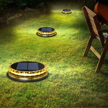  Дисковые фонари на солнечных батареях 17 светодиодных солнечных фонарей на открытом воздухе Водонепроницаемое садовое ландшафтное освещение для двора Терраса Патио
