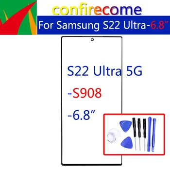 Для Samsung Galaxy S22 Ultra 5G SM-S908B SM-S908B / DS S908 Сенсорный экран Передняя стеклянная панель Внешняя стеклянная ЖК-панель Замена линзы