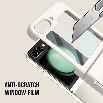  для Samsung Galaxy Z Flip 5 4 Case Роскошный Дружественный для кожи Матовый кожа Защита шарнира Складной Ударопрочный Твердый Чехол Аксессуары