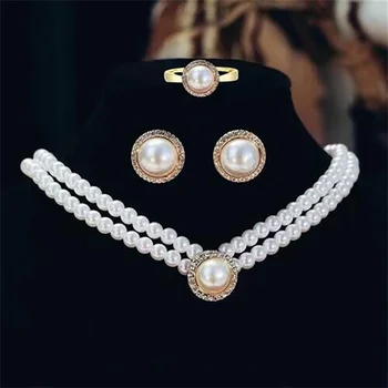 европейский и американский винтажный двойной жемчуг с бриллиантовым ожерельем свадебное ювелирное ожерелье универсальные свадебные аксессуары