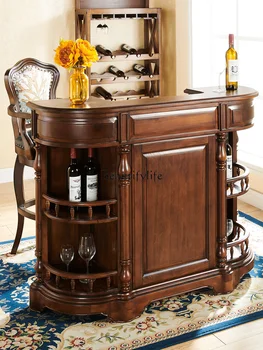 Европейский ретро Роскошный винный шкаф Прихожая Барная стойка Гостиная Винный столик