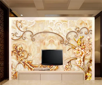 европейский стиль мраморный узор ТВ фоновые наклейки на стену профессиональные пользовательские 3d обои для отелей настенная роспись