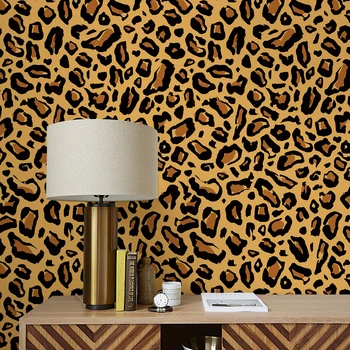 Желтый леопардовый принт Peel And Stick Обои Ретро ПВХ Самоклеящиеся наклейки на стену Винтажная мебель Декор комнаты