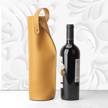 желтый цвет высококачественная кожаная коробка с одной бутылкой красного вина бизнес подарок коробка для хранения шампанского удобный расширенный складной чехол