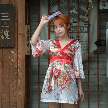 Женщины Классический Юката Цветочный принт Традиционное японское кимоно Мягкие сексуальные пижамы Кардиган Гейша Выступление Танцевальные костюмы