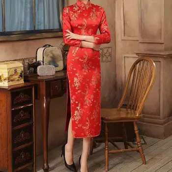 Женщины Чхонсам Платье Элегантный китайский стиль Женские платья Cheongsam для свадеб Вечеринки Классические высокие разрезы Дизайн длинной вилки