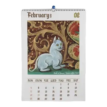 Забавный кошачий календарь на 2024 год Настенный подвесной годовой планировщик кошачьего настенного календаря Ежедневный календарь любителя кошек Планировщик расписания Главная