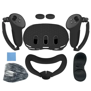 Защитная крышка объектива для Quest 3 Сменные герметичные носовые накладки VR Аксессуары 7-шт. Силиконовый защитный чехол черный