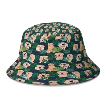 золотистый ретривер тропическая шляпа-ведро для женщин и мужчин подросток складной боб рыбак шляпы панама кепка уличная одежда