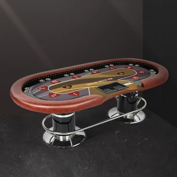 Игровой стол Коричневый подлокотник Стол для техасского холдема Зарядка USB Пользовательский стол для клубных чипов Стол Depu