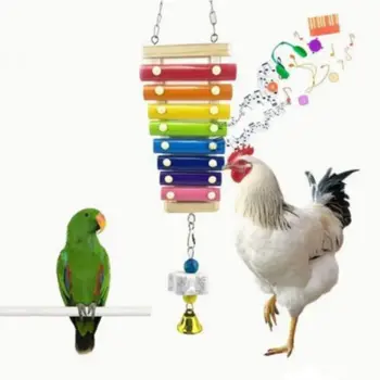 Избавление от скуки Попугай Висячая Музыкальная игрушка Разноцветный случайный цвет Домашнее животное Курица Игрушка Ксилофон Игрушка Прочные Попугаи Грызущая Игрушка