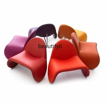 Изготовленное на заказ итальянское дизайнерское кресло Современный Минималистичный Светлый Роскошный Маленькая квартира Модель Номер Отель Креативный Кожаный Односпальный диван