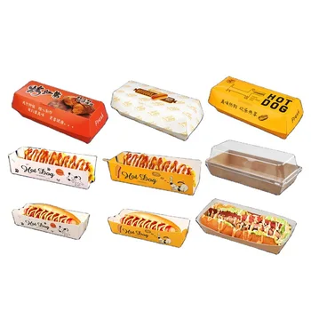 Индивидуальный продуктКоробка для хот-догов Одноразовая прямоугольная крафт-коробка Контейнеры для сырных палочек Настроить коробку для упаковки пищевых продуктов Kra