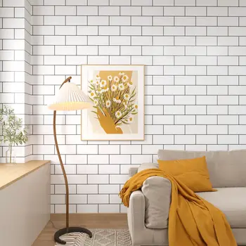 Керамическая плитка Белая самоклеящаяся съемная маслостойкая декоративная контактная бумага для дома Обои для ремонта стен