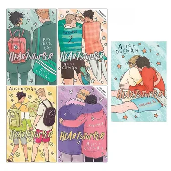 Книги комиксов Серия Heartstopper Volume 1-5 Книги Набор Алисы Осеман Аниме Обложки Книги на английском языке для чтения любовных историй