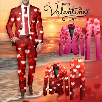 Комплект костюма ко Дню святого Валентина Мужское платье-брюки из двух частей Пиджак-пиджак Подарок для вечеринки Пиджаки Lover core-Graphic Slim terno masculino
