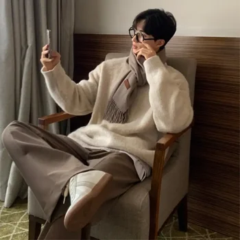 корейский стиль ленивый высокий класс мужские осенние и зимние винтажные свитера мужские дизайнерские утолщенные свитера куртки мужская одежда D24