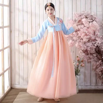 корейское платье ханбок для женщин, древний традиционный костюм для сценического танца, азиатская одежда, дворец леди, корейская свадебная ткань корейское платье ханбок для женщин, древний традиционный костюм для сценического танца, азиатская одежда, дворец леди, корейская свадебная ткань 0