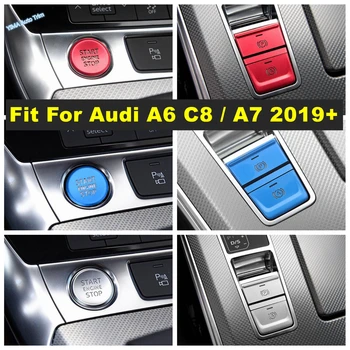  Коробка передач переключения передач Многофункциональная кнопка с пайетками Накладка на крышку для Audi A6 C8 / A7 2019 - 2021 Интерьер Красный / Синий / Серебристый