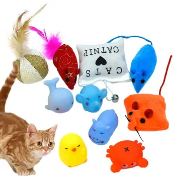 Кошачья мята Мышь Кошка Игрушка Котята Мягкие игрушки со звуком Интерактивные плюшевые игрушки для исследования Нюхать Милые игрушки для домашних животных для помещений и